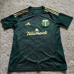 Portland Timbers Adidas Green 2025 Jersey with Gold Stripes Replica Jersey